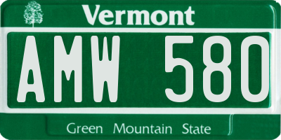 VT license plate AMW580