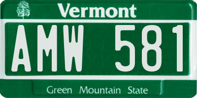 VT license plate AMW581