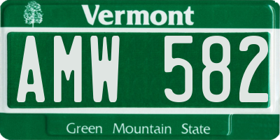 VT license plate AMW582