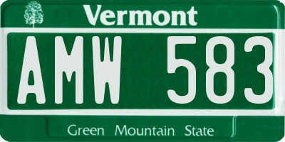 VT license plate AMW583