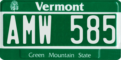VT license plate AMW585