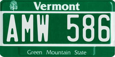 VT license plate AMW586
