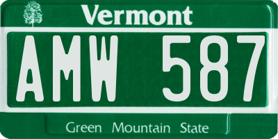 VT license plate AMW587