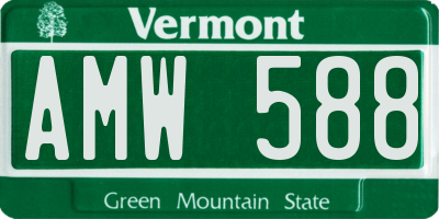 VT license plate AMW588