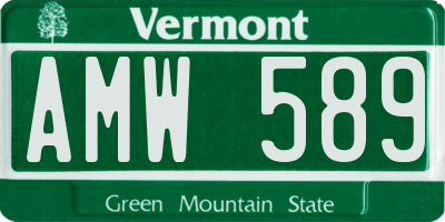 VT license plate AMW589