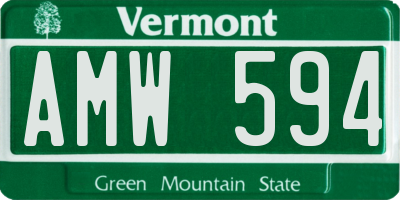VT license plate AMW594