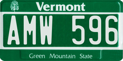VT license plate AMW596