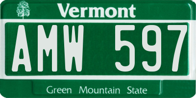 VT license plate AMW597