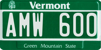 VT license plate AMW600
