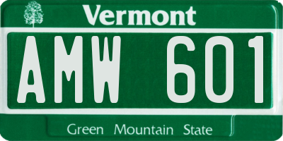 VT license plate AMW601