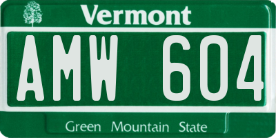 VT license plate AMW604