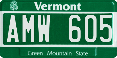 VT license plate AMW605