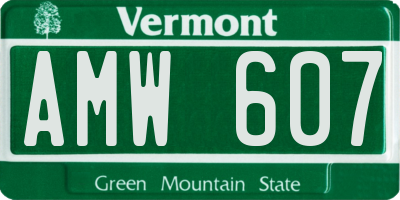 VT license plate AMW607