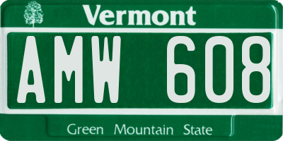 VT license plate AMW608