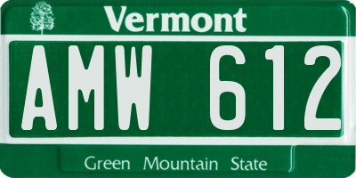 VT license plate AMW612