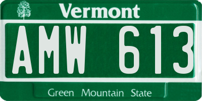 VT license plate AMW613