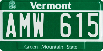 VT license plate AMW615
