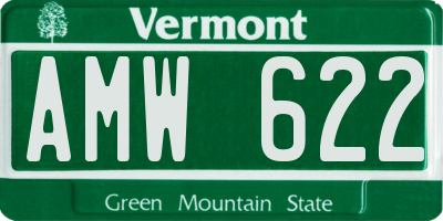 VT license plate AMW622