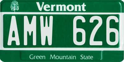 VT license plate AMW626