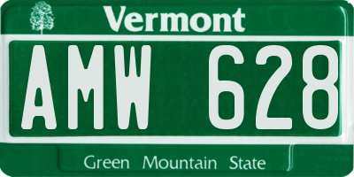 VT license plate AMW628