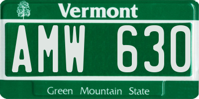 VT license plate AMW630