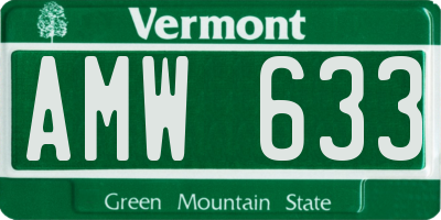 VT license plate AMW633