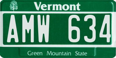VT license plate AMW634