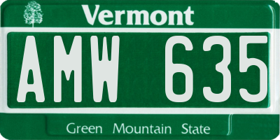 VT license plate AMW635