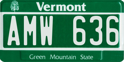 VT license plate AMW636