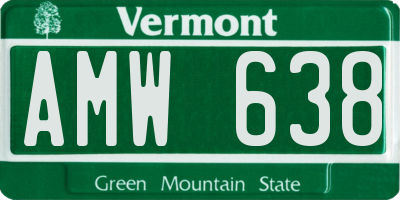 VT license plate AMW638