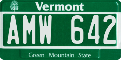 VT license plate AMW642