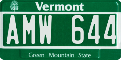 VT license plate AMW644