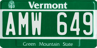 VT license plate AMW649