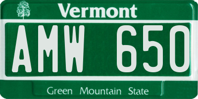 VT license plate AMW650