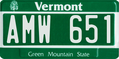 VT license plate AMW651