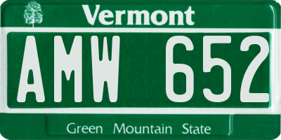 VT license plate AMW652