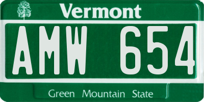 VT license plate AMW654