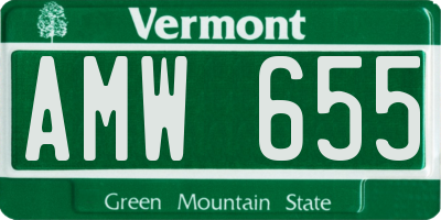 VT license plate AMW655