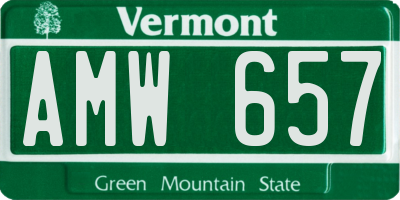 VT license plate AMW657