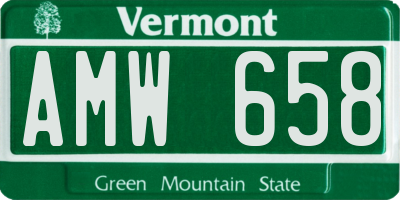 VT license plate AMW658