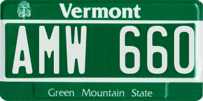 VT license plate AMW660
