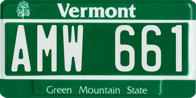 VT license plate AMW661
