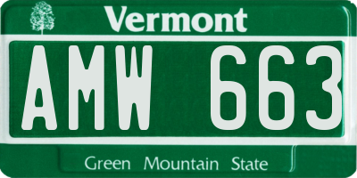 VT license plate AMW663