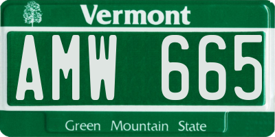 VT license plate AMW665