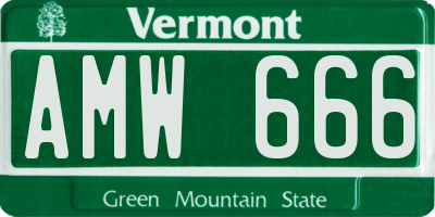 VT license plate AMW666