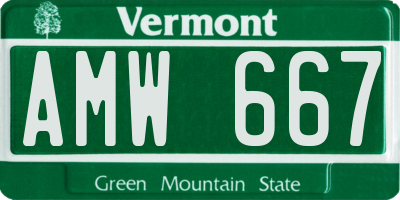 VT license plate AMW667