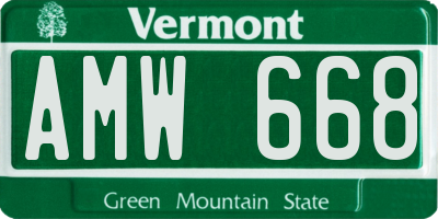 VT license plate AMW668