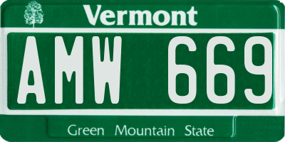 VT license plate AMW669