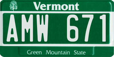 VT license plate AMW671
