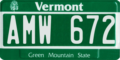 VT license plate AMW672